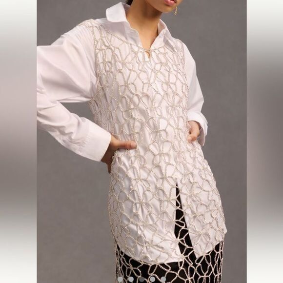 Anthropologie Tops - New Anthropologie Rhinestone Tunic Crystal Vest